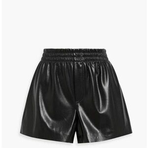 Alice + Olivia Black Faux Leather High-Waist Elastic Shorts